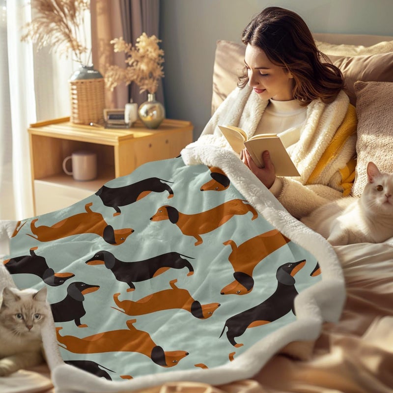 Sleepwish Dachshund Dog Fleece Throw Blanket, Soft Lightweight Sherpa Blanket for Couch Bed Sofa - Cozy Home Comfort Dachshund Gifts for Dog Lovers Women (Throw 50" X 60") - Image 3